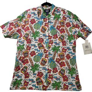 90s Deadstock Dockers By Levis Sugar Shack Short Slv Button Tropical Fruit Shirt